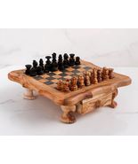 New Rustic Handmade Rustic Olive wood Chess Set 12” Board With Interior Storage - $105.00