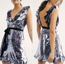 NWT Free People Womens Siren Mini Dress Violet Purple sequins party Size... - £66.99 GBP