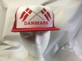 DENMARK Or DANMARK trucker-style Red white adjustable cap hat - £15.81 GBP