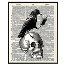 Gothic Edgar Allan Poe The Raven Poster - 8X10 Hipster Vintage Skull Wall Art, H - £20.60 GBP