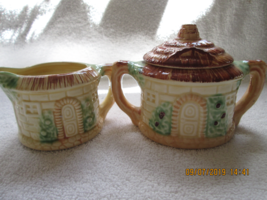Made in Japan, Chadwick creamer &amp; sugar, small thatched huts, lidded sugar - £15.73 GBP