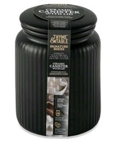 Thyme &amp; Table ~ 19.6 Ounce ~ BLACK Ribbed Jar ~ Stoneware Canister w/Lid - $35.00