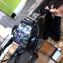 Women High Quality  Leather Butterfly Backpack Female Casual Fashion Holographic - £78.53 GBP