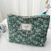 Girl Corduroy Makeup Bag Retro Flower Print Cosmetic Bag Large Women Travel Make - £46.18 GBP