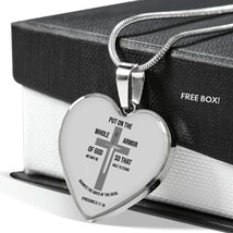 Ephesians 6:1118 Necklace Stainless Steel or 18k Gold Heart Pendant 18-22&quot; - £30.33 GBP+