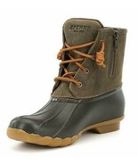 SPERRY Womens Saltwater Brown/Olive Waterproof Rain/Duck Boots Size 7 US... - £89.37 GBP