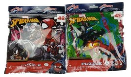 Lot of 2 New Marvel Spiderman 48 Piece Puzzles Resealable Bags 9"x10" - $8.90