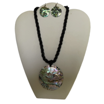 Abalone Black Bead Necklace With Pendant Multi Strand Twisted Seed And E... - $29.97