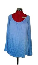 Style &amp; Co Top Blue Women Scoop Neck Size Medium Bell Sleeves - £24.41 GBP