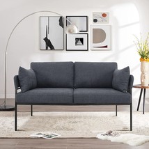 Merax Modern Soft Linen Small Couch Upholstery Loveseat Sofa For, 2 Pillows - £297.73 GBP
