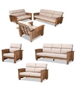 Mission Style Taupe Fabric Walnut Brown Wood Chair or Loveseat or Sofa o... - $5,521.33 MXN+