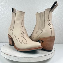 Lane CHELSEA Ivory Cowboy Short Boots 7.5 Western Wear Leather Heel Ankl... - £108.25 GBP