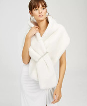 Adrianna Papell Womens Faux Fur Shawl Wrap Shrug Ivory Onesize - £35.63 GBP