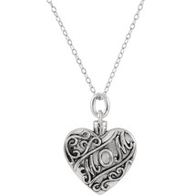 Sterling Silver Mom Heart Ash Holder Necklace - £154.26 GBP