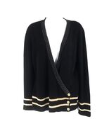 Yuka Women&#39;s Size T4 Long Sleeve Deep V-Neck Beaded Black Cardigan - €24,00 EUR