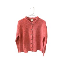 Alps Womens Size Medium M KNit Sweater Button Up Cardigan Pink Long Slee... - £17.79 GBP