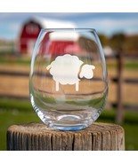 Cute Sheep Etched Glasses - Wine, Champagne, Pint Glasses, Shot Glass - $467.85 MXN+