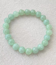 8.5mm Natural Myanmar Icy Apple Green Jadeite Beaded Bracelet Type A Jadeite  - £214.89 GBP