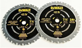 2 Dewalt 2X 7-1/4" Carbide Tip Circular Saw Blades 24T 24 Tooth Framing DWA31724 - £36.76 GBP