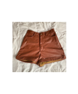 Women&#39;s Leather Shorts Brown High Waist Real Ladies Leather Gym Summer P... - £102.91 GBP