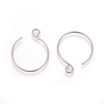 10 Circle Hook Earwires Stainless Steel Earring Findings Silver Ear Wire... - $3.71