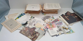 Large  paper ephemera collage mixed media cut paper book pages journal s... - $19.75