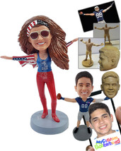 Personalized Bobblehead Cool arms streched girl wearing a tank top and a flag sw - £71.56 GBP