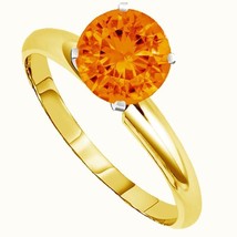 Authenticity Guarantee 
14k Yellow Gold Orange Sapphire Solitaire Ring - £219.18 GBP+