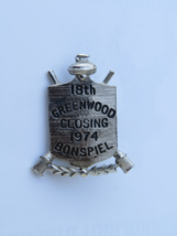 Vintage Curling Club Pin - Greenwood Curling Club 1974 Closing Bonspiel  - £11.91 GBP