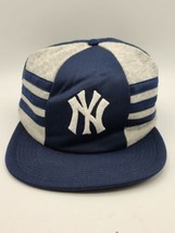 VINTAGE New York Yankees Snapback Mesh 3 Striped Hat / Cap, Made In USA - £91.51 GBP