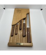 Vintage Forgecraft Olde Forge Knife Set Of 5 Knives &amp; 1 Meat Fork Wall H... - $34.33