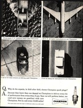 1960 Champion Spark Plugs Vintage Print Ad Wood Boat Delta Air Lines Jet Art d1 - £20.76 GBP