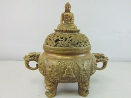 Bronze Phoenix Incense Burner W/ Buddha Lid E364 - £62.30 GBP