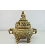 Bronze Phoenix Incense Burner W/ Buddha Lid E364 - £61.95 GBP