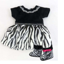 Doll Dress Zebra Black White Boots w/Pink Ribbon Knee Fits 18in American Girl - £10.02 GBP