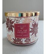 Bath &amp; Body Works 3 Wick Candle &quot;Tis The Season&quot; Scented Burgandy Colore... - €22,12 EUR