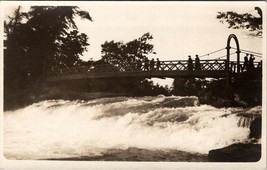 RPPC Niagara New York Bridge Three Sisters Island People Crossing Postcard U17 - £10.35 GBP