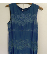 Long maxi sleevless light weight blue with floral pattern dress - $19.75