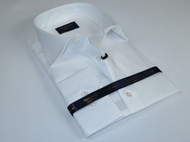 Men 100% Cotton Shirt Manschett Quesste Turkey Slim Fit 6040-01 White Pin dot image 2