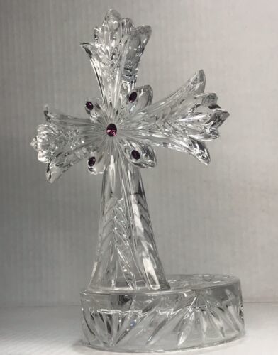 Lenox Fine Crystal With Amethyst Jewel Tea light Candle Holder 8.25 in tall. - $40.00