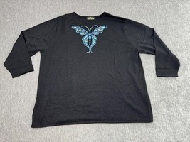 Vintage Bob Mackie Wearable Art Sweater Womens 3XL Black Butterfly Metal... - $547.41 MXN