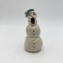 Rare Signed Studio Art Pottery Snowwoman Figurine B Clower 4.5”  - $58.50