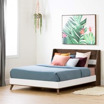 Full-Natural Walnut And Pure White South Shore Yodi Complete Bed. - $211.94