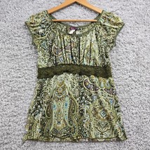 Vintage Agenda Top Womens M Green Babydoll Lace Woodland Forrest Goblincore Y2K - $34.95