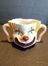 VTG 3D Clown Ceramic/Pottery Two handled Coffee Mug Signed GBD &#39;53 Eyes Closed - £7.82 GBP