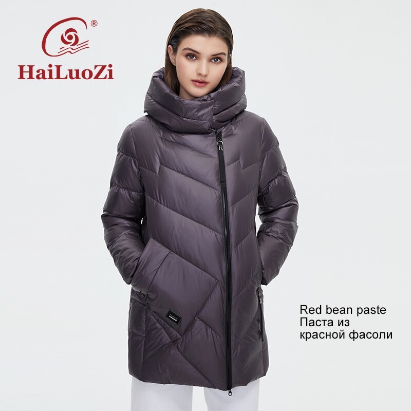 Primary image for HaiLuoZi 2022 New Women's Coat Short High Collar Hood Winter Jacket Fashion Diag