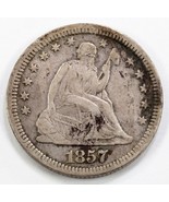 1857 25C Seated Liberty Quarter in Fine+ Condition, LIBERTY Bold and Clear - $940.64 MXN