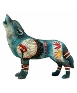 Indian Chief Native Tribal Howling Wolf Totem Spirit Figurine Collection... - $36.89 CAD