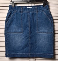 Denim &amp; co. Women&#39;s Size 8 w29 Blue Denim Curvy Jean Skirt - £10.21 GBP