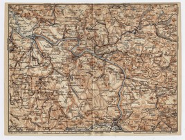 1910 Map Saxon Switzerland Germany Pirna Elbe River Czech Republic Decin Bohemia - £13.71 GBP